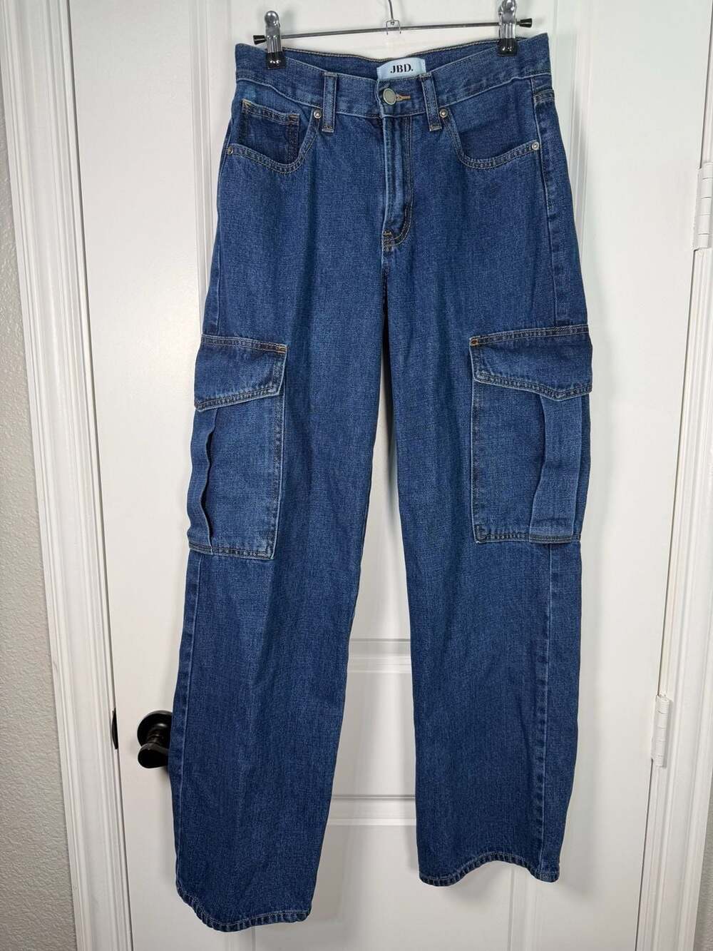 JBD by Just Black Denim Women's Blue Denim Cargo Pants Style DP681N Size 25